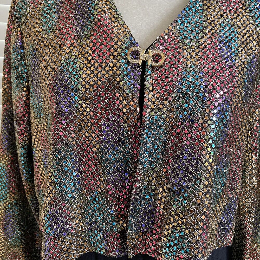 BETSY'S THINGS Vintage Size 14 Black Sheath Semi-Formal Dress With Sequin Jacket - Picture 5 of 12